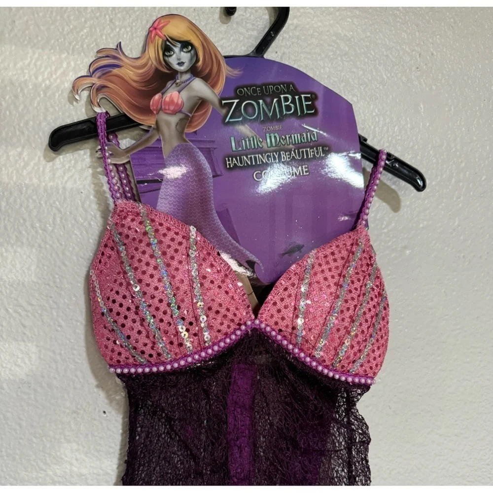 ONCE UPON A ZOMBIE Girls little mermaid zombie Halloween costume dress -XS